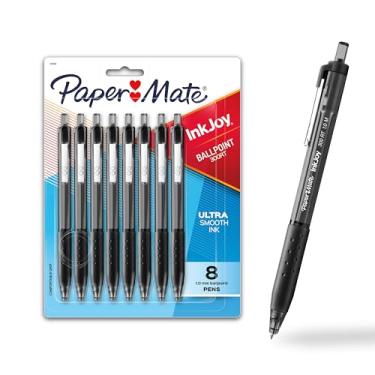 Imagem de Paper Mate Canetas esferográficas retráteis InkJoy 300RT, ponta média (1,0 mm), preta, 8 unidades
