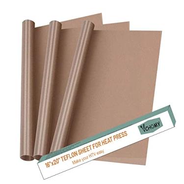 Imagem de Folhas de teflon para máquina de prensa térmica, 40,6 cm x 50,8 cm, rolo de papel PTFE antiaderente reutilizável para transferência de calor por sublimação Cricut, HTV a ferro, cozimento (pacote com 3