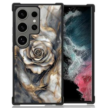 Imagem de WANKBLC Compatível com Samsung Galaxy S24 Ultra, proteção à prova de choque para homens mulheres antiderrapante para Samsung Galaxy S24 Ultra Crazy Pattern rosa cinza dourado linha mármore