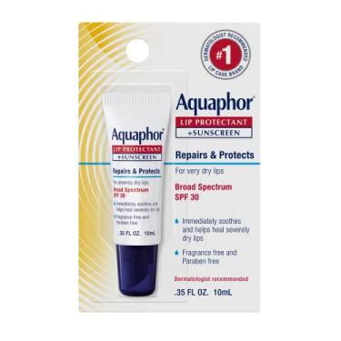 Imagem de Aquaphor Protetor labial e pomada de proteção solar - FPS 30 de amplo espectro - Alivia lábios rachados - Tubo de 0,9 ml