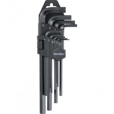Imagem de Jogo Chave Allen 1,5-10,0mm Tipo L Curta Com 9 Peças Vonder