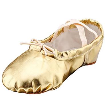 Imagem de MSMAX Sapatilhas de dança de balé lírico adulto femininas yoga chinelos de fantasia para homens, Dourado, 10.5 Narrow