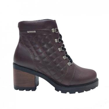 Imagem de Coturno Feminino Pegada Tratorado Em Couro 281308, Marrom, 38