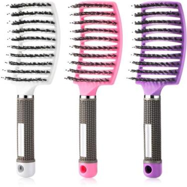Imagem de Escovas de cabelo Patelai, cerdas de javali curvadas e ventiladas, 3 p