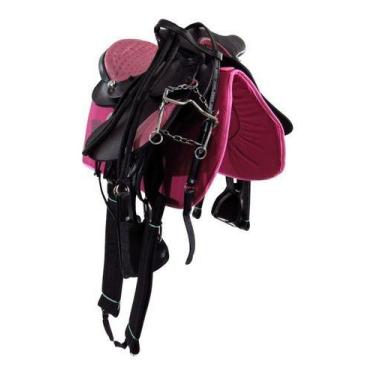 Imagem de Sela Australiana De Menina 12 Polegadas Preta E Rosa Original Com Aces