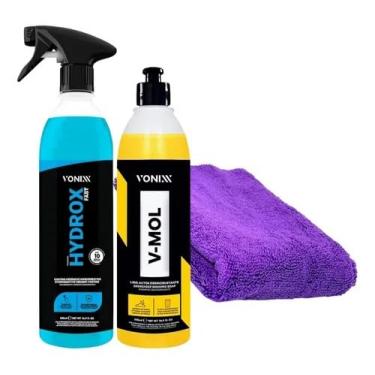 Imagem de Kit Limpeza Automotiva V-MOL 500ml Hydrox Fast 500ml e Toalha de Microfibra Brilho Proteção e Acabamento Profissional