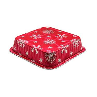 Imagem de Frigideira de bolo de alumínio descartável quadrada de 20 x 20 cm com tampa transparente #9101X (10)