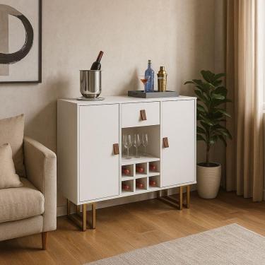 Imagem de Buffet Aparador Adega Sala De Jantar Branco C/ Gaveta