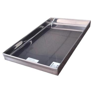 Imagem de Bandeja canto liso inox 40x25x2cm bandeja padaria - WALPAN/NEWPAN