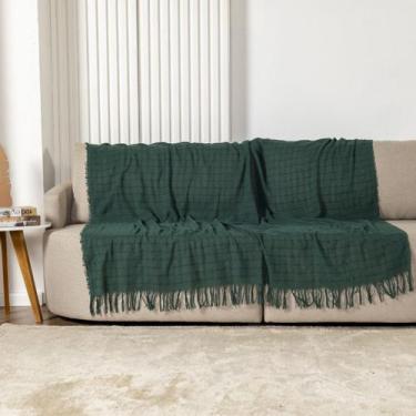 Imagem de Manta Xale P/ Sofá 100% Algodão com Franja Decorativa 2,4m x 1,7m - Ca