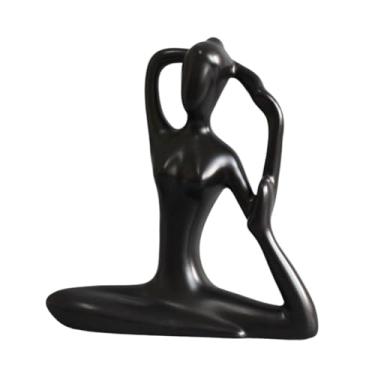 Imagem de Fenteer Estátua de ioga, estatueta de exibição, exclusiva, moderna, estética, pose de ioga, arte, estátua, ornamento de mesa para armários de quarto, Style C