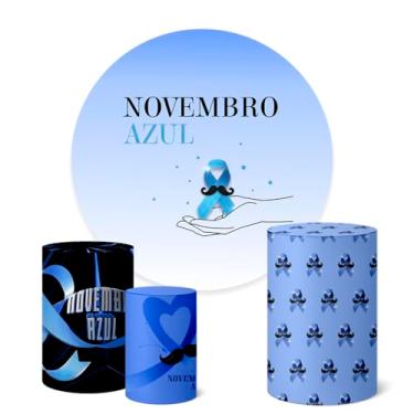 Imagem de Trio Capas Cilindro + Painel Redondo 1,50m Novembro Azul (K1NOV0010)