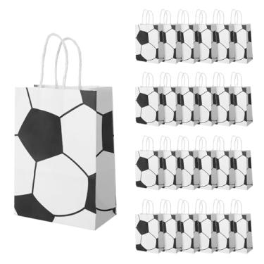 Imagem de 24 peças de sacolas de brinde de futebol, sacolas de lembrancinhas de festa de futebol, sacolas de petisco de futebol, decoração de suprimentos de aniversário para festa de aniversário (cinco pretos e