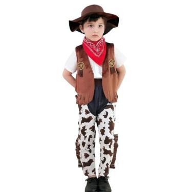 Imagem de COSLAND Fantasia de cowboy infantil para meninos, Halloween, marrom, 18 a 24 meses