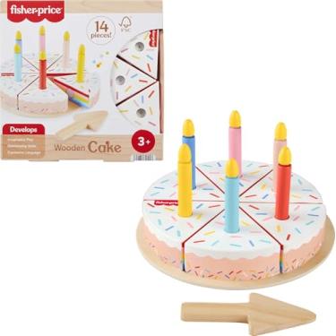 Imagem de Fisher-Price Brinquedo para Bebês Bolo de Aniversário de Madeira para crianças a partir de 3 anos