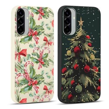 Imagem de Yomjew Pacote com 2 capas de celular Merry Christmas para Samsung Galaxy A56 de 6,7 polegadas, linda capa de silicone com estampa de árvore de doces de Natal, capa de presente macia à prova de