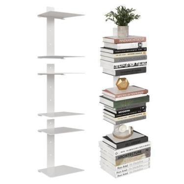 Imagem de Prateleiras de livros flutuantes Wawocs, metal de 6 camadas, 40,8 kg, 