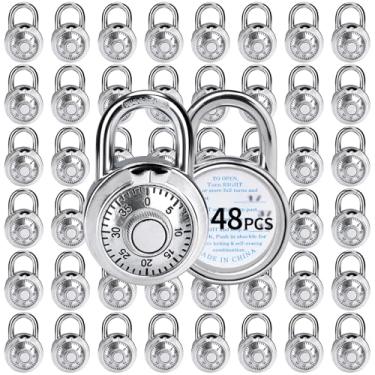 Imagem de Fechadura de combinação, trava de combinação de mostrador padrão LQYN , pacote com 48; placa giratória, 5 cm de largura, combinação fixa de três digitais, para escola, academia e armário, caixa de
