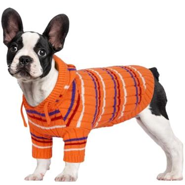 Imagem de Kuoser Suéter para cães, suéteres para cães grandes, suéter pulôver de cachorro de tamanho grande de Natal de Ação de Graças, moletom de malha para meninos e meninas, roupas de inverno com capuz