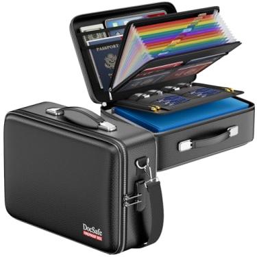 Imagem de DocSafe Caixa de documentos à prova de fogo com fechadura, estojo rígido organizador de arquivos com pasta sanfonada, à prova de fogo, cofre resistente à água, armazenamento de viagem para escritório