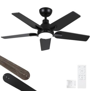 Imagem de putroad Ventiladores De Teto 42" Com Luzes E Controle Remoto, Ventilador Moderno Preto Para Quarto, Sala Estar, Jantar Pátio, Led Regulável, 6 Velocidades, Dc, Silencioso