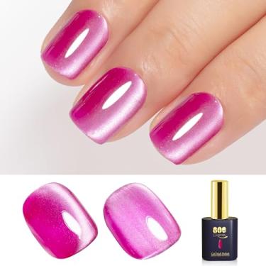 Imagem de YTD Likomey Esmalte de gel Cat Eye, vidro de seda, 15 ml, rosa choque, brilho magnético, glíter, luar, geléia, salão de beleza, verniz UV para unhas com bastão magnético, sem HEMA MY502