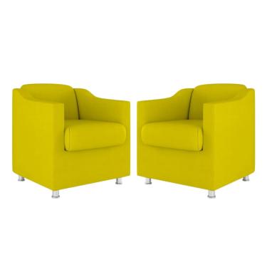 Imagem de Kit 2 Poltronas Bia Decorativa Reforçada Recepção Clinica Salão Sala De Estar Suede