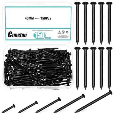 Imagem de Cimeton Pregos de aço para parede de concreto para parede de concreto para drywall de tijolo de concreto (preto, 40 mm)