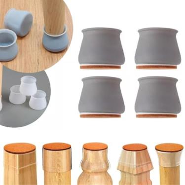 Imagem de KIT 4 PROTETOR DE SILICONE COM FELTRO FLEXIVEL PEZINHO PARA CADEIRA MESA E MOVEIS COZINHA SERVE PÉ REDONDO OU QUADRADO SEM RUIDOS E ARRANHOES NO PISO NÃO RISCA RESISTENTE UNIVERSAL (CINZA)