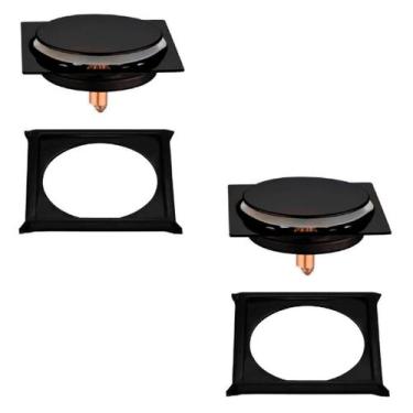 Imagem de Kit C/2 Ralo e Porta Grelha Inox Piso Click 15x15 Cm Preto - MONTELAR,