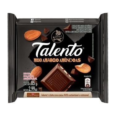 Imagem de Chocolate Garoto Talento Meio Amargo com Amêndoas 85g