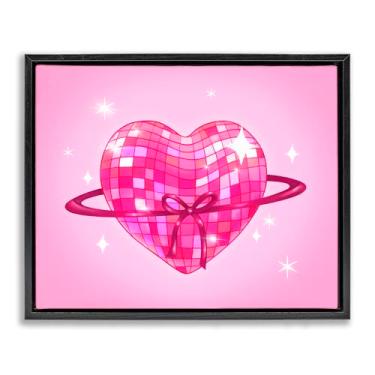 Imagem de Stupell Industries Arte de parede em tela flutuante de anéis de planeta com moldura preta, design de Stephanie Sanchez, 43 x 53 cm