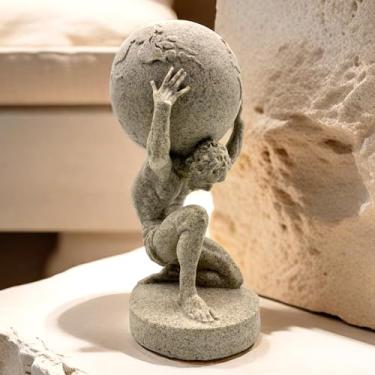 Imagem de Estátua de 26 cm Atlas Grego Holding World Estatueta Escultura Estatueta Escritório Casa Sala de Estar Decoração Decorativa