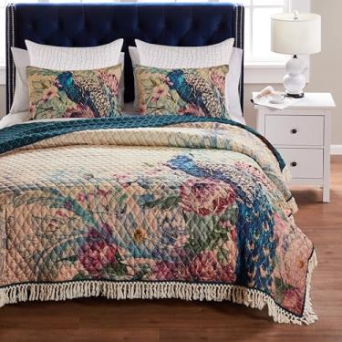 Imagem de Greenland Home Fashions Eden Conjunto de colcha vintage com franjas de pavão, 5 peças, casal/Queen, cru