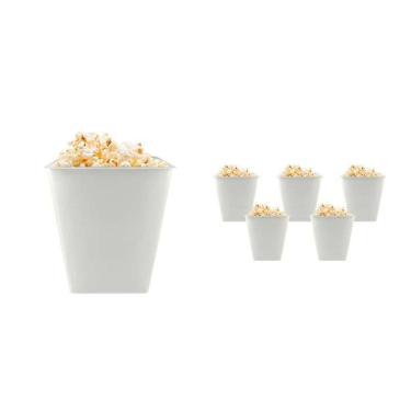 Imagem de Kit 6 Pipoqueira Retrô Branco 2,6L Plástico Premium