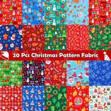 Imagem de Tecido de Natal Fat Quarters Tatuo 20 peças 25x25cm