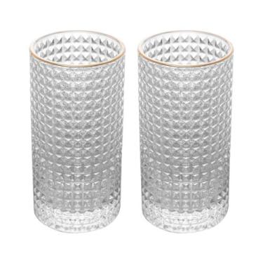 Imagem de 2 copos altos de vidro com borda dourada Spike 400ml wolff, transparen