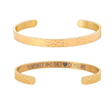 Imagem de Pulseira feminina com versículo da Bíblia inspiradora martelada banhada a ouro 18 K, presente de joia de fé cristã, ajustável, não mancha, Medium, Aço inoxidável, Sem Pedra Preciosa