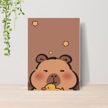 Imagem de Quadro Capivaras Fofas A4  Placa MDF 010 - Lomi Art