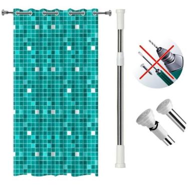 Imagem de Cortina Box Ilhós Pastilha + Varão Extensivo Pressão de 70cm a 1,20M -