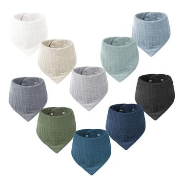 Imagem de Babadores para bebês Konssy Muslin, pacote com 10, 100% algodão, uniss