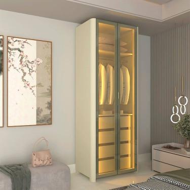 Imagem de Módulo Guarda-roupa Reflecta 2 Portas com Led 100% Mdf Innova Off White