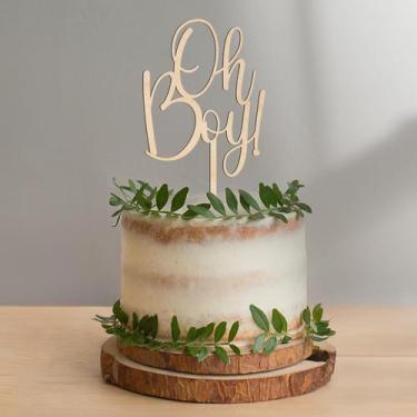 Imagem de Cake Topper Party to Be Oh Boy It's a Boy Baby Shower Wood