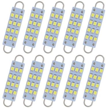Imagem de QAUBEN Lâmpadas LED Festoon de laço rígido de 44 mm e 1,73" 12 SMD 3528 1210 Chips Luz interna de carro Luz de mapa de cúpula Luzes cortesia para portas 561 562 567, Xenon branco 12 V (pacote com 10)