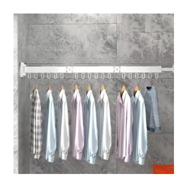 Imagem de de Parede Retrátil 80cm/100cm com 5 Varetas – Compacto, Resistente e Fácil de Instalar para Lavanderia(BRANCO 114 CM)