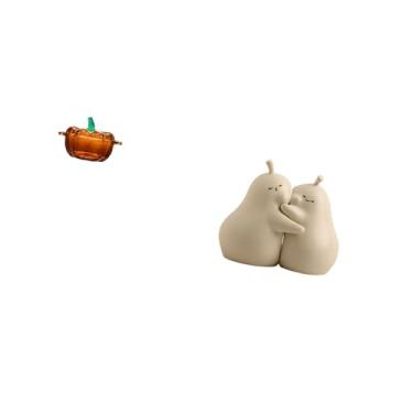 Imagem de Fenteer Prato de Doces de Vidro em Formato de Abóbora, Pote de Biscoitos, Suporte para Livros em Formato de Pera Laranja, Suporte para Livros em Cerâmica, Aca