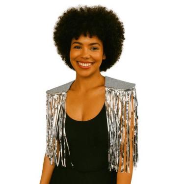 Imagem de Par De Ombreiras Carnaval Metalizada Franjas Papilloo, Prata