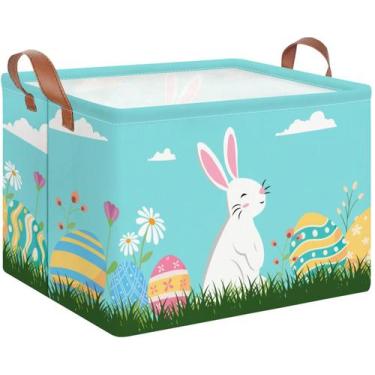Imagem de Cesta de armazenamento NTAOHAMPER Ovos de Páscoa retangulares azuis