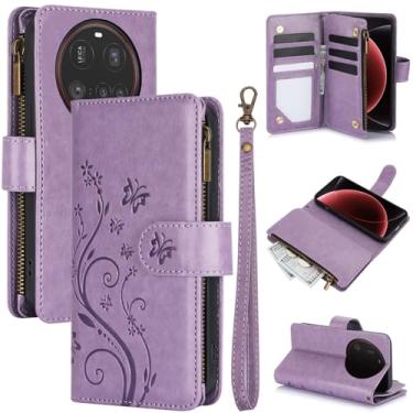 Imagem de Capa carteira para Xiaomi 15 Ultra, couro sintético e TPU à prova de choque, 6 compartimentos para cartões/compartimento para dinheiro/bolso com zíper, fecho magnético, alça de pulso removível