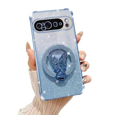 Imagem de Tesazxcn Capa para Google Pixel 9 Pro XL com suporte [compatível com Mag Safe], capa de celular para Google Pixel 9 Pro XL com alça de pulso à prova de choque, capa protetora com suporte para mulheres